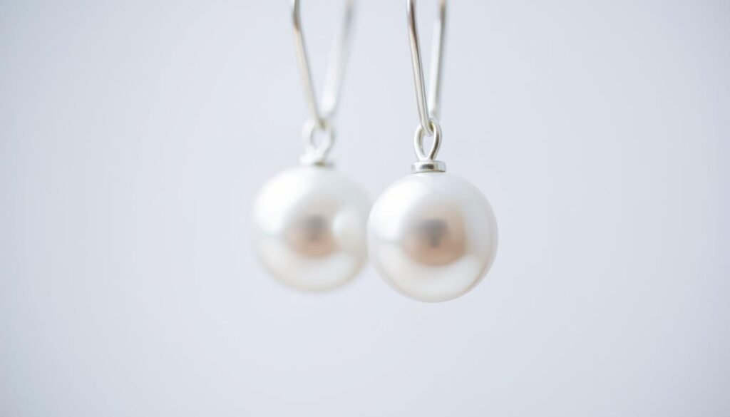 A close-up image of a pair of pearl earrings, suspended against a soft, out-of-focus background. The pearls are luminous and lustrous, their smooth surfaces catching the gentle light. The earring posts are delicate and minimal, allowing the pearls to take center stage. The overall composition is balanced and serene, with a shallow depth of field that draws the viewer's attention to the intricate details of the pearls. The lighting is soft and diffused, creating a sense of warmth and tranquility, evoking the care and attention required to maintain these precious accessories. A close-up image of a pair of pearl earrings, suspended against a soft, out-of-focus background. The pearls are luminous and lustrous, their smooth surfaces catching the gentle light. The earring posts are delicate and minimal, allowing the pearls to take center stage. The overall composition is balanced and serene, with a shallow depth of field that draws the viewer's attention to the intricate details of the pearls. The lighting is soft and diffused, creating a sense of warmth and tranquility, evoking the care and attention required to maintain these precious accessories.