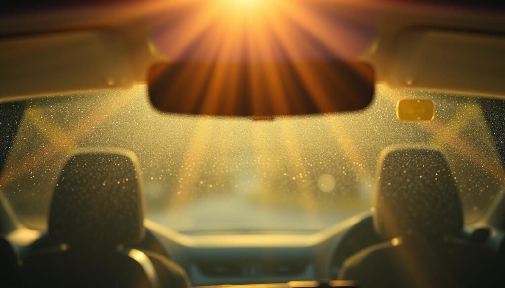 A well-lit, close-up view of a car's windshield, showcasing its pristine, streak-free clarity. The windshield occupies the central focus, bathed in warm, natural sunlight that cascades through it, creating a soft, diffused glow. The edges of the windshield frame the scene, hinting at the vehicle's dashboard and interior. The overall atmosphere is serene and inviting, setting the stage for a thorough cleaning session. The image conveys a sense of anticipation and attention to detail, perfectly aligning with the article's theme of mastering the art of windshield maintenance. A well-lit, close-up view of a car's windshield, showcasing its pristine, streak-free clarity. The windshield occupies the central focus, bathed in warm, natural sunlight that cascades through it, creating a soft, diffused glow. The edges of the windshield frame the scene, hinting at the vehicle's dashboard and interior. The overall atmosphere is serene and inviting, setting the stage for a thorough cleaning session. The image conveys a sense of anticipation and attention to detail, perfectly aligning with the article's theme of mastering the art of windshield maintenance.