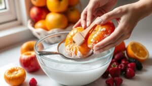 how to clean fruit with baking soda